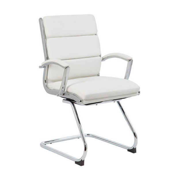 Boss Executive CaressoftPlus Chair with Metal Chrome Finish - Guest Chair White