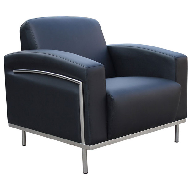 Boss Black CaressoftPlus Lounge Chair W/Chrome Frame