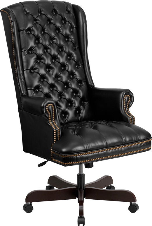 black leather executive desk chair