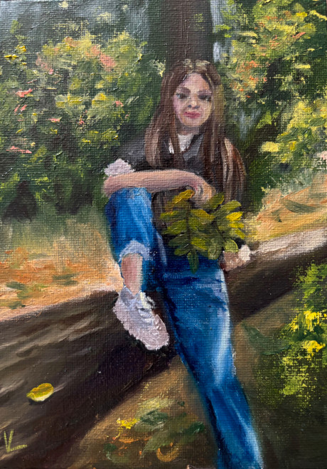 Original Hand Paint Oil Painting on the Canvas Panel "Ira" 5x7"