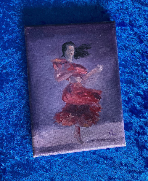 Original Hand Paint Oil Painting on the Canvas "Dancer" 5x7"