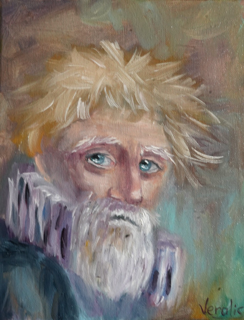 Original Hand Paint Oil Painting on Canvas "Old man Portrait" 8x10"