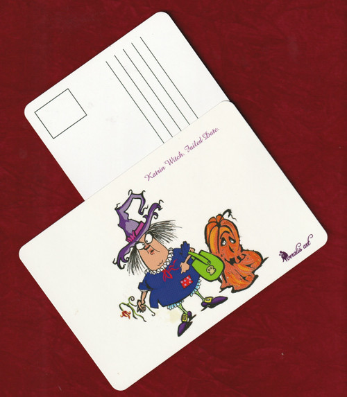 Veralis Funny Collectable Greeting Post Card Halloween "Katrin Witch's Failed Date"