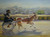 Original Hand Paint Oil Painting on Canvas "Donkey Race" 11x14"