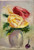 Original Hand Paint Oil Painting on the Canvas Panel "Bouquet of roses" 5x7"