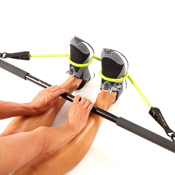 The Bionic Body BBEB-20 Exercise Bar is the perfect Resistance band accessory - Securing to your feet - Kim Lyons