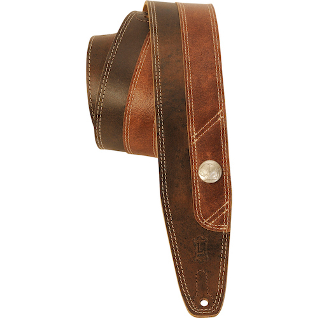 Levy's Distressed Two-tone Leather Guitar Strap | GimmeSomeStrings