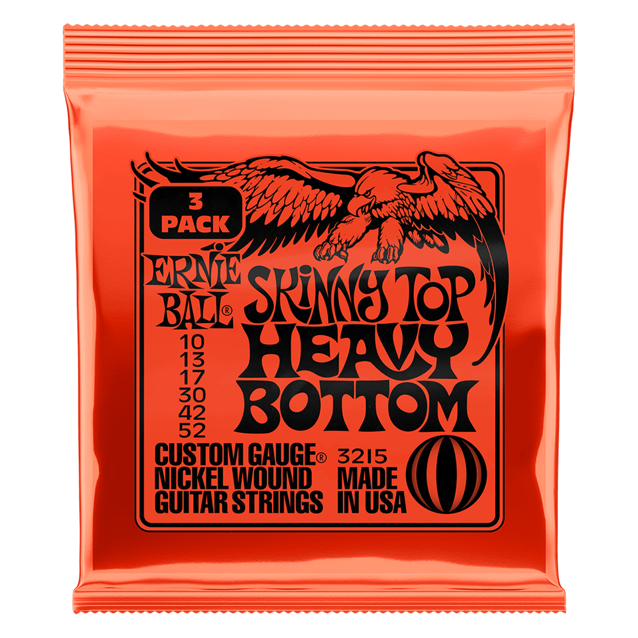 Ernie Ball Skinny Top Heavy Bottom Slinky Nickel Wound Electric Guitar Strings 3 Pack - 10-52 Gauge