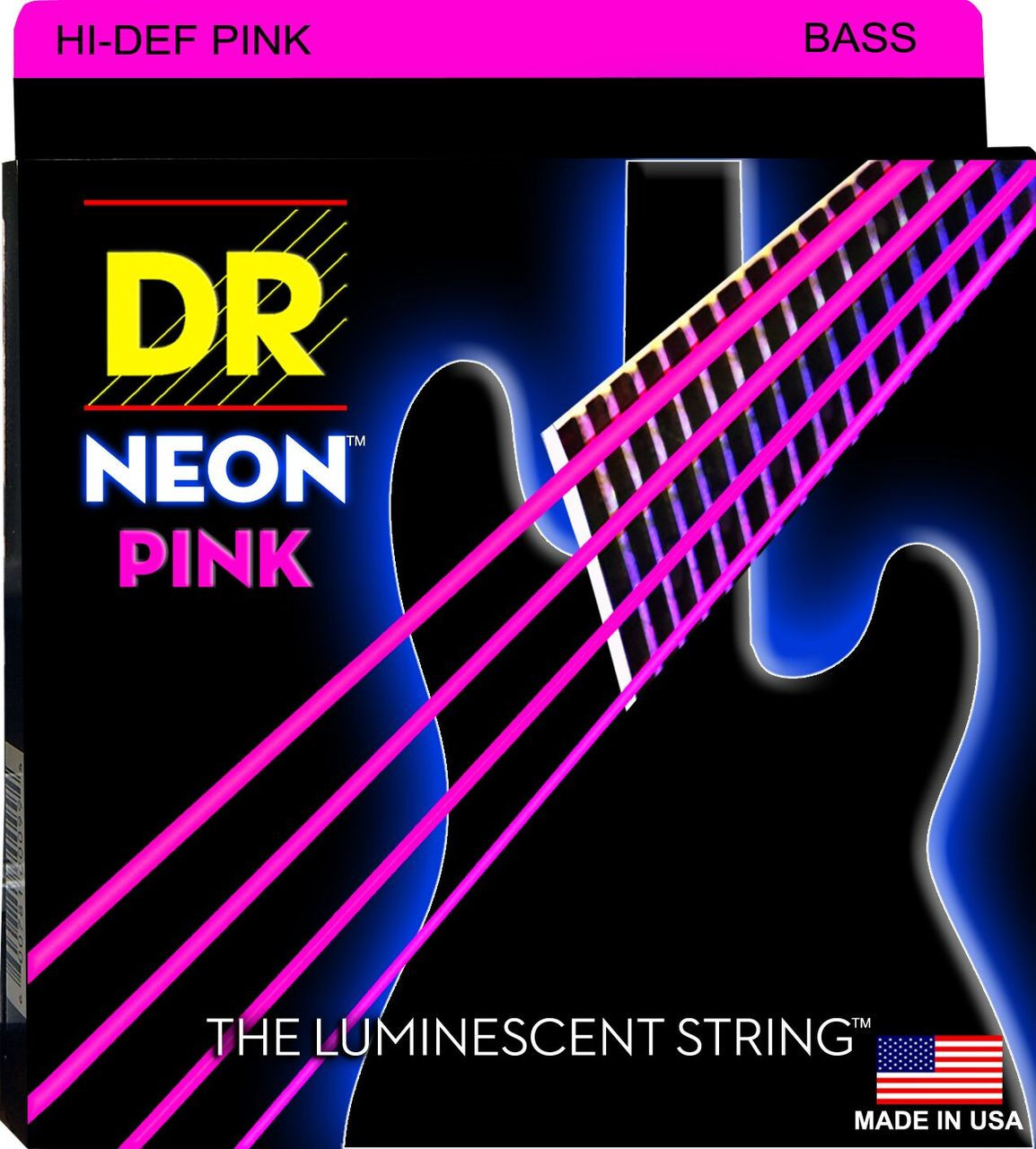 Dr Strings NPB-45 Hi-Def Neon Bass Strings. Pink 45-105