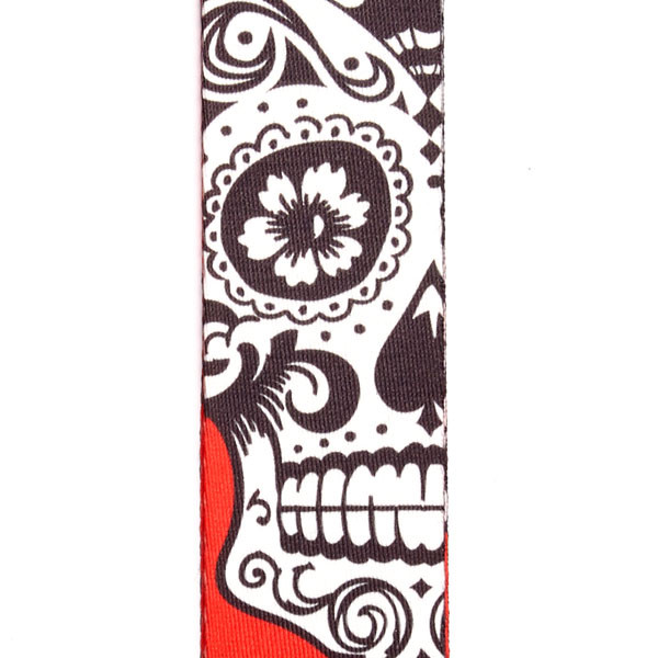 Buckle-Down GS-WTY005 Gitaarband - The Dust of Living II Sugar Skulls Zwart/ Wit, 2 Breed & 29-54 Lengte