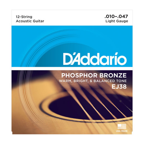 D'Addario Phosphor Bronze Acoustic Guitar Strings - 12-String 10-47