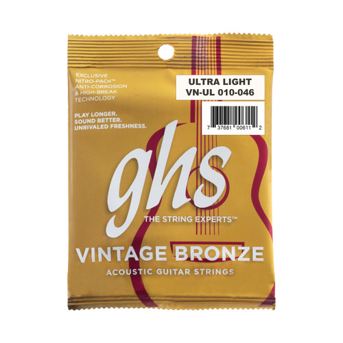 GHS Vintage Bronze Acoustic Guitar Strings; 10-46