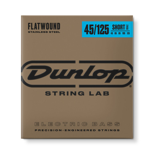 Dunlop Flatwound Stainless Steel Bass Guitar Strings; short scale gauges 45-125