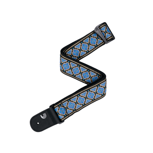 D'Addario Eco-Comfort Jacquard Woven Guitar Strap, Blue & Gold