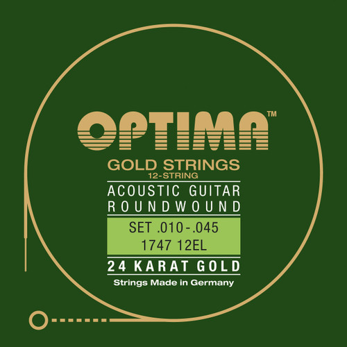 Optima 24K Gold Acoustic Guitar Strings; 12-String set