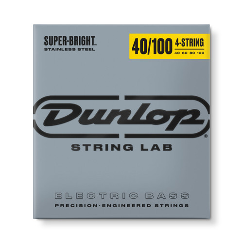 Dunlop Super Bright Stainless Steel Bass Guitar Strings; 40-100