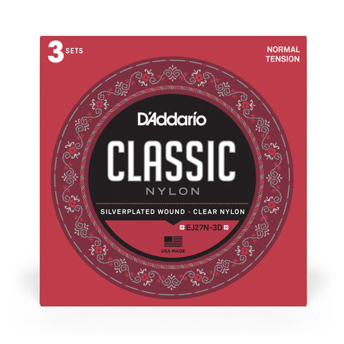 D'Addario Student Classics Classical Guitar Strings; 3-Pack normal tension