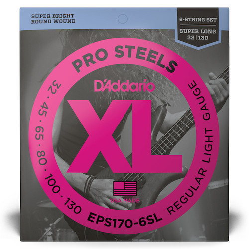 D'Addario Pro Steels Bass Guitar Strings; 32-130 Super Long Scale