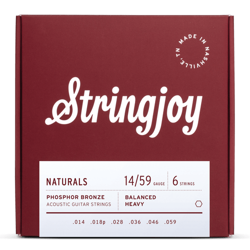 Stringjoy Naturals Phosphor Bronze Acoustic Guitar Strings; 14-59