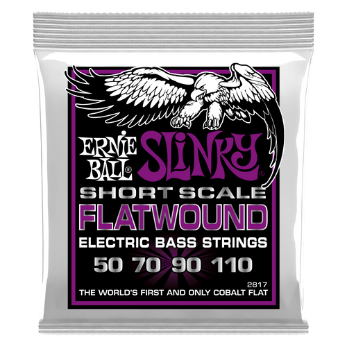 Ernie Ball Slinky FlatWound Electric Bass Strings; Short scale 50-110