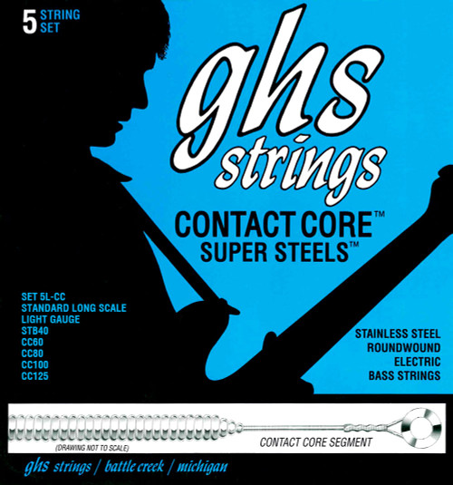 GHS Contact Core Super Steels Bass Guitar Strings;  40-125