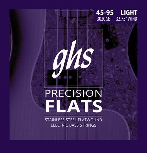 GHS Precision Flats Bass Guitar Strings - Short Scale 45-105