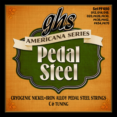 GHS PF650 Americana Series Pedal Steel Guitar Strings, C6 Tuning, 10-String Set