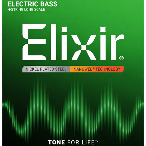 Elixir NANOWEB Nickel Plated Steel Bass Strings – Long Scale (Multiple Gauges)