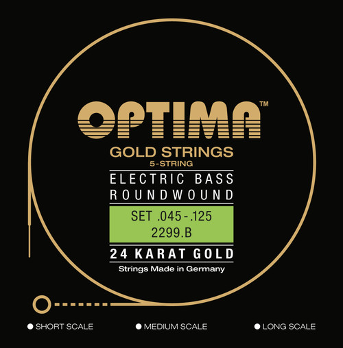 Optima 24K Gold Electric Bass Guitar Strings - 5 & 6-string sets