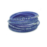 Africa Recycled Flip Flop Bracelets from Mali - Blue & White, Set of Ten 