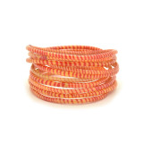 Africa Recycled Flip Flop Bracelets from Mali - Orange and Red, Set of Ten