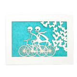 United States Laser Cut Eternal Love Notecards - Two Skeletons on Bikes with Hearts