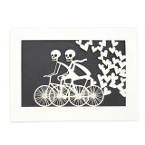 United States Laser Cut Eternal Love Notecards - Two Skeletons on Bikes with Hearts