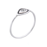 India and Asia Mini Oxidized Evil Eye Ring - .925 Sterling Silver