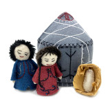 India and Asia Handmade Gray Felt Yurt Nativity, Fair Trade from Kyrgyzstan