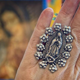 Mexico Sterling Silver Our Lady of Guadalupe Ring, Handmade from Taxco, Mexico
