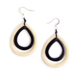 Ecuador Tagua Double Loop Earrings - Ivory and Black, Handmade Fair Trade