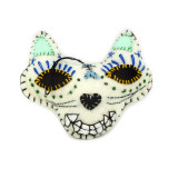 South America Embroidered Felt Skelton Sugar Skull Cat Ornament - Dias de los Muertos 