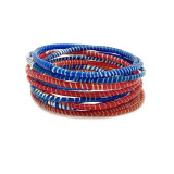 Africa Recycled Flip Flop Bracelets from Mali - Red, White & Blue Collection,  Set of Ten 