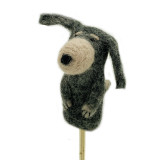 India & Asia Felt Gray Dog Finger Puppet, Handmade from Nepal 