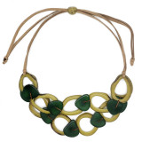 Ecuador Tagua Nut Double Strand Loop Necklace - Lime and Forest Green, Handmade Fair Trade from Ecuador 