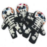 South America Felt Sugar Skull Skeleton Doll/Ornament for Day of the Dead, Handmade Fair Trade, Made in Nepal 