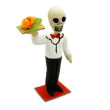 Mexico Day of the Dead Flower Waiter / Server Figure, Handmade Fair Trade from Mexico 