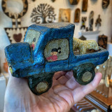 Haiti Navajo Folk Art Clay Truck with Sheep by Diné Artist Jonathan Chee, Native American Handmade in Arizona 