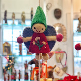  Embroidered Felt Fairy Long Vertical Garland  -  Handmade Fair Trade Nepal