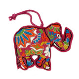 Felt Embroidered Elephant Wall Hanging/Ornament - Pink, Fair Trade from India