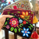 Felted Embroidered Purse / Clutch from Peru- Maroon Red, Handmade Fair Trade