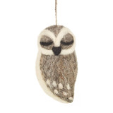 Handmade Felt Gray Owl Ornament, Fair Trade from Nepal