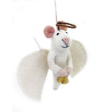 Handmade Felt Mouse Angel with Bell, Fair Trade from Nepal