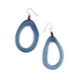 Tagua Nut Organic Shape Hoop Earrings - Steel Blue, Handmade Fair Trade from Ecuador 